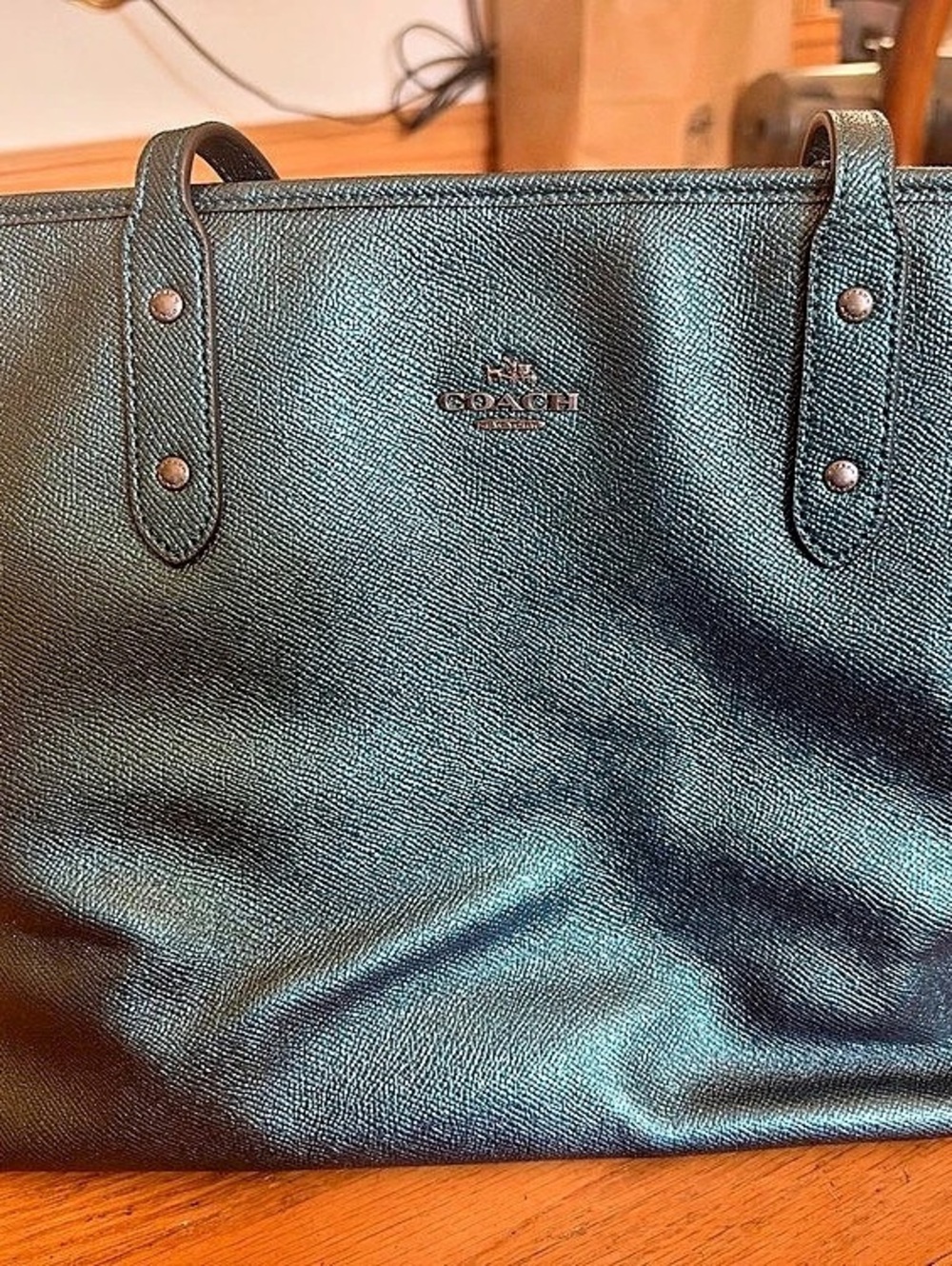 Coach City Tote / Zip Top Tote in Crossgrain Leather Blue
